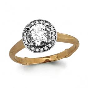 Золотое кольцо AQUAMARINE 66304А с фианитом 66304А фото