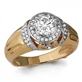 Золотое кольцо AQUAMARINE 66315А с фианитом 66315А фото