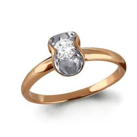 Золотое кольцо AQUAMARINE 66346 с фианитом 66346 фото