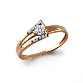 Золотое кольцо AQUAMARINE 66357А с фианитом 66357А фото