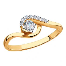 Золотое кольцо AQUAMARINE 66358А с фианитом 66358А фото