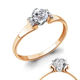 Золотое кольцо AQUAMARINE 66364А с Swarovski 66364А фото