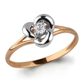 Золотое кольцо AQUAMARINE 66390 с фианитом 66390 фото