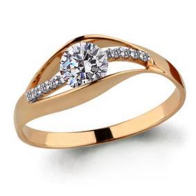 Золотое кольцо AQUAMARINE 66392А с Swarovski 66392А фото