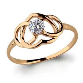 Золотое кольцо AQUAMARINE 66394 с фианитом 66394 фото