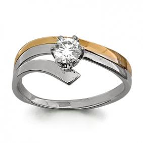 Золотое кольцо AQUAMARINE 66405 с фианитом 66405 фото