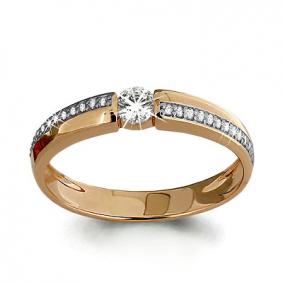 Золотое кольцо AQUAMARINE 66434А с Swarovski 66434А фото