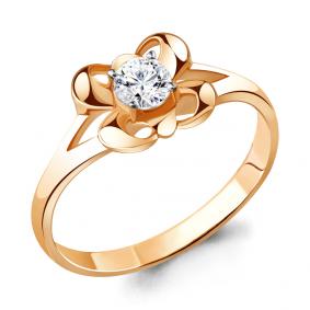 Золотое кольцо AQUAMARINE 66436 с фианитом 66436 фото