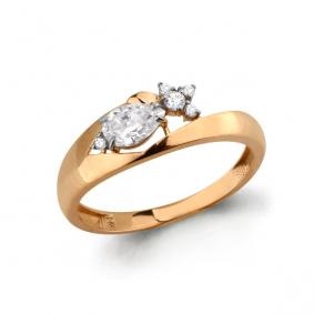 Золотое кольцо AQUAMARINE 66441 с Swarovski 66441 фото