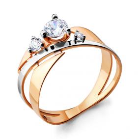 Золотое кольцо AQUAMARINE 66445 с фианитом 66445 фото