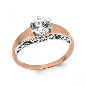 Золотое кольцо AQUAMARINE 66457 с фианитом и Swarovski 66457 фото