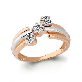 Золотое кольцо AQUAMARINE 66461 с фианитом 66461 фото