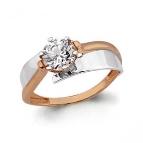 Золотое кольцо AQUAMARINE 66465 с фианитом 66465 фото