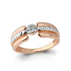 Золотое кольцо AQUAMARINE 66466 с фианитом 66466 фото