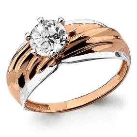 Золотое кольцо AQUAMARINE 66467 с фианитом 66467 фото