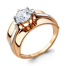 Золотое кольцо AQUAMARINE 66468 с фианитом 66468 фото