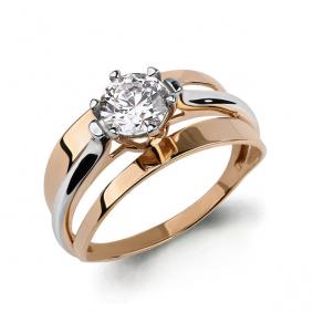 Золотое кольцо AQUAMARINE 66470 с фианитом 66470 фото