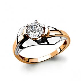 Золотое кольцо AQUAMARINE 66473 с фианитом 66473 фото