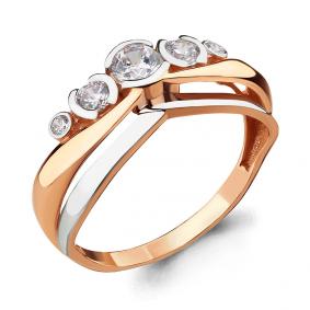 Золотое кольцо AQUAMARINE 66488 с фианитом и Swarovski 66488 фото