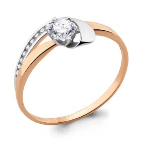 Золотое кольцо AQUAMARINE 664921А с фианитом 664921А фото