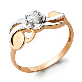 Золотое кольцо AQUAMARINE 66502 с фианитом и Swarovski 66502 фото