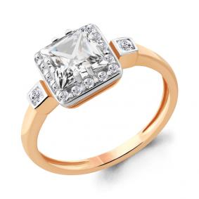 Золотое кольцо AQUAMARINE 66537А с Swarovski 66537А фото