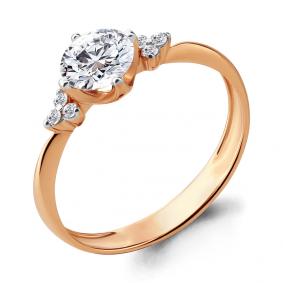 Золотое кольцо AQUAMARINE 66540А с фианитом и Swarovski 66540А фото