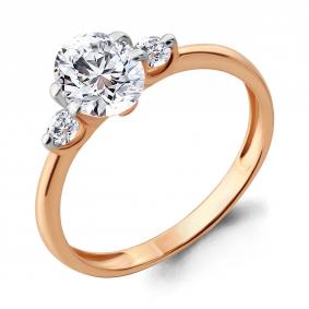 Золотое кольцо AQUAMARINE 665421 с фианитом 665421 фото