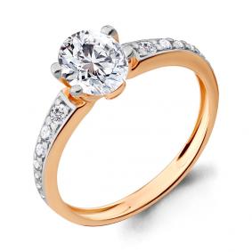 Золотое кольцо AQUAMARINE 66544А с фианитом и Swarovski 66544А фото