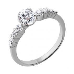 Кольцо из белого золота AQUAMARINE 66546б с фианитом и Swarovski 66546б фото