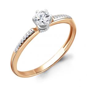 Золотое помолвочное кольцо AQUAMARINE с фианитом и Swarovski 66559А 66559А фото