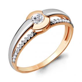 Золотое кольцо AQUAMARINE 66565А с фианитом и Swarovski 66565А фото