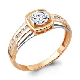 Золотое кольцо AQUAMARINE 66570А с фианитом и Swarovski 66570А фото