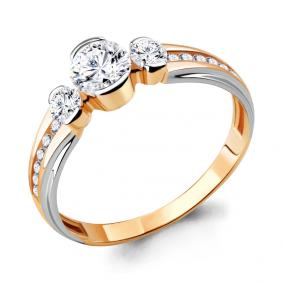 Золотое кольцо AQUAMARINE 66575А с фианитом и Swarovski 66575А фото