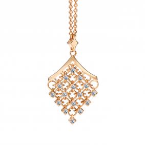 Золотое колье АЛЬКОР 66628-100 с бриллиантом 66628-100 фото