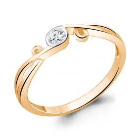 Золотое кольцо AQUAMARINE 67273А с фианитом 67273А фото