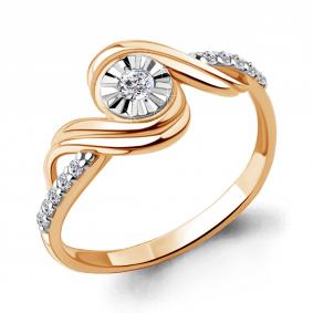 Золотое кольцо AQUAMARINE 67360А с фианитом 67360А фото