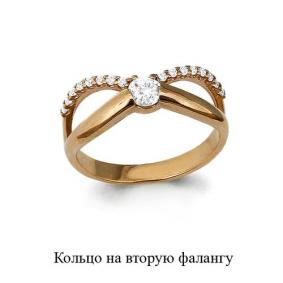 Золотое кольцо AQUAMARINE 67513А с фианитом 67513А фото