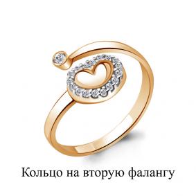 Золотое кольцо на вторую фалангу Аквамарин с фианитом 67523А 67523А фото