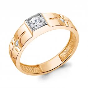 Золотое кольцо AQUAMARINE 67882А с фианитом 67882А фото