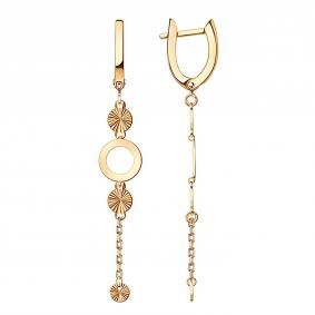 Золотые серьги Золотые узоры 68-0052 68-0052 фото