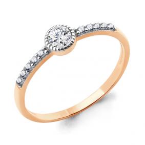 Золотое кольцо AQUAMARINE 68037А с фианитом 68037А фото