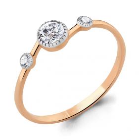 Золотое кольцо AQUAMARINE 68039 с фианитом 68039 фото