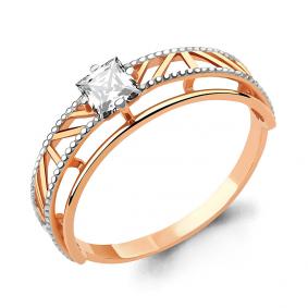 Золотое кольцо AQUAMARINE 68054 с фианитом 68054 фото