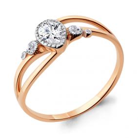 Золотое кольцо AQUAMARINE 68105А с фианитом 68105А фото