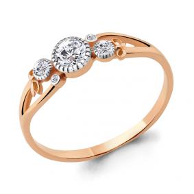 Золотое кольцо AQUAMARINE 68108А с фианитом 68108А фото