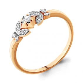 Золотое кольцо AQUAMARINE 68135А с фианитом 68135А фото