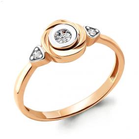 Золотое кольцо AQUAMARINE 68142 с фианитом 68142 фото