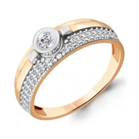 Золотое кольцо AQUAMARINE 68143А с фианитом 68143А фото