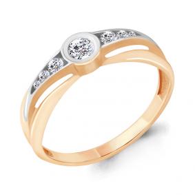 Золотое кольцо AQUAMARINE 68145А с фианитом 68145А фото